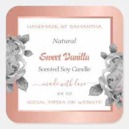 Rose Gold, Weiß und Grau Quadratischer Aufkleber