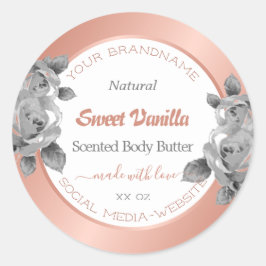 Rose Gold, Weiß und Grau Runder Aufkleber