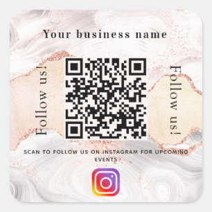 Rose Gold Weißagate Marmor qr Code Instagram Quadratischer Aufkleber