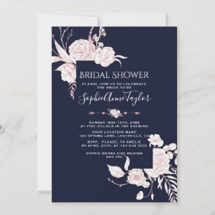 Rose Gold Weiße Blume Rahmen Brautparty Einladung