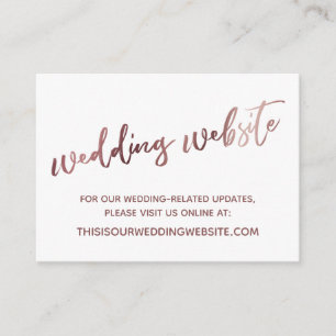 Rose Gold Weiße Hochzeits-Website Karte zur Voraba
