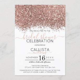 Rose Gold Weißer Glitzer Confetti Brautparty Einladung