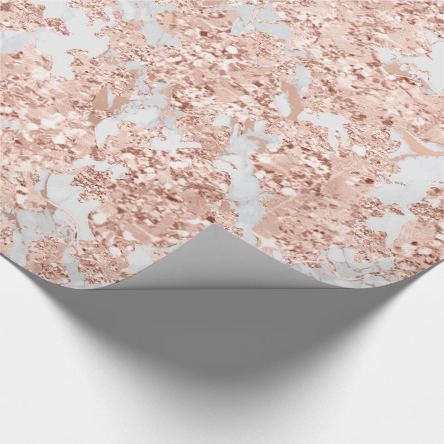 Rose Gold Weißer Grauer Glitzer Braun Marmorroute Geschenkpapier (Ecke)