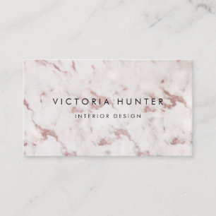 Rose Gold Weißer Marmor Einfache Typografie Visitenkarte