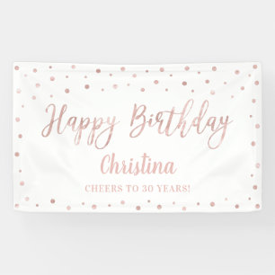 Rose Gold & Weißes Happy Birthday Party Banner