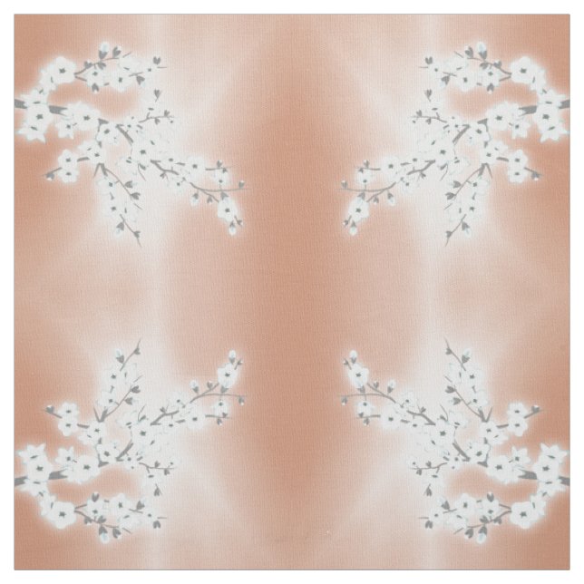 Rose Gold Weißes Kirschblütenmuster Stoff (Muster)