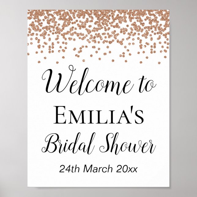 Rose Gold Welcome Sign - Bridal | Babyduschzeichen Poster (Vorne)