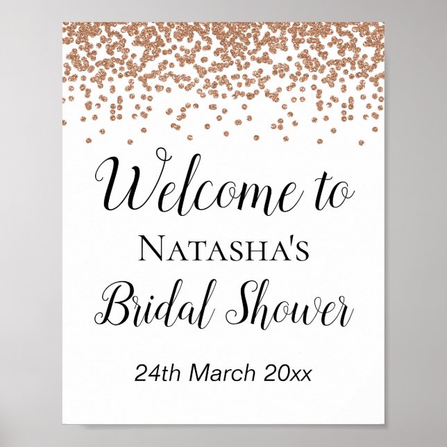 Rose Gold Welcome Sign - Bridal | Babyduschzeichen Poster (Vorne)