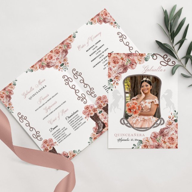 Rose Gold Western Charro Quinceñera Programm (Von Creator hochgeladen)
