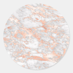 Rose Gold Wh Marmor, Leere Text/Art Vorlage, Vs 2 Runder Aufkleber