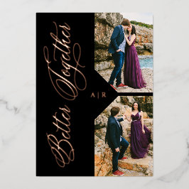 Rose Gold Whimsical Luxury Modern 2 Photos Collage Folieneinladung