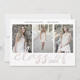Rose Gold Whimsical Script Foto Abschluss Card Save The Date