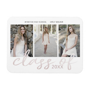 Rose Gold Whimsical Script Foto Abschluss Magnet
