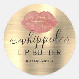 Rose Gold-Whip-Lippenbutter-Etikett Runder Aufkleber