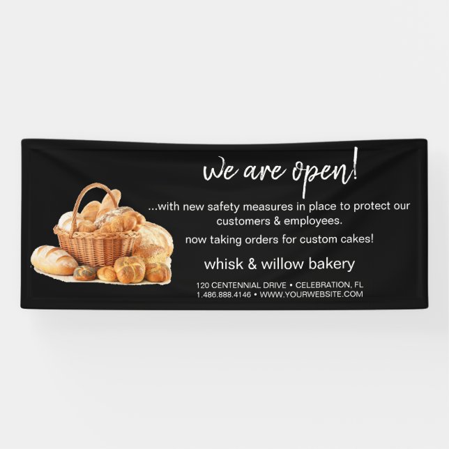 Rose Gold Whisky Bakery Business Wiedereröffnung Banner (Horizontal)
