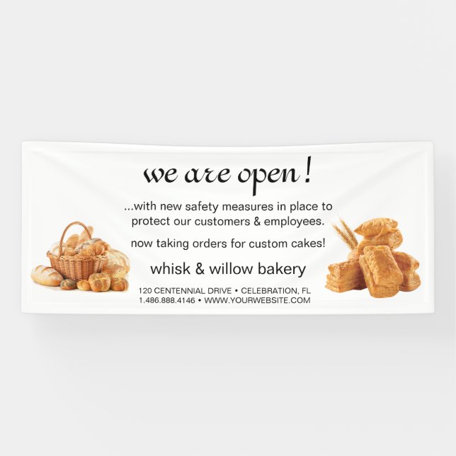 Rose Gold Whisky Bakery Business Wiedereröffnung Banner (Horizontal)
