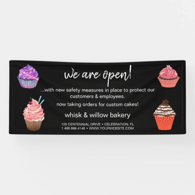 Rose Gold Whisky Bakery Business Wiedereröffnung Banner (Horizontal)