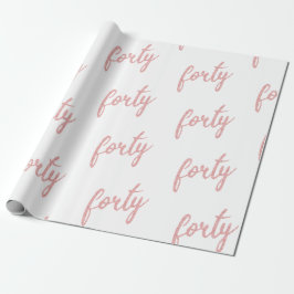 Rose Gold White 40 Geburtstagsparty Glitzer "40" Geschenkpapier