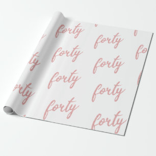 Rose Gold White 40 Geburtstagsparty Glitzer "40" Geschenkpapier