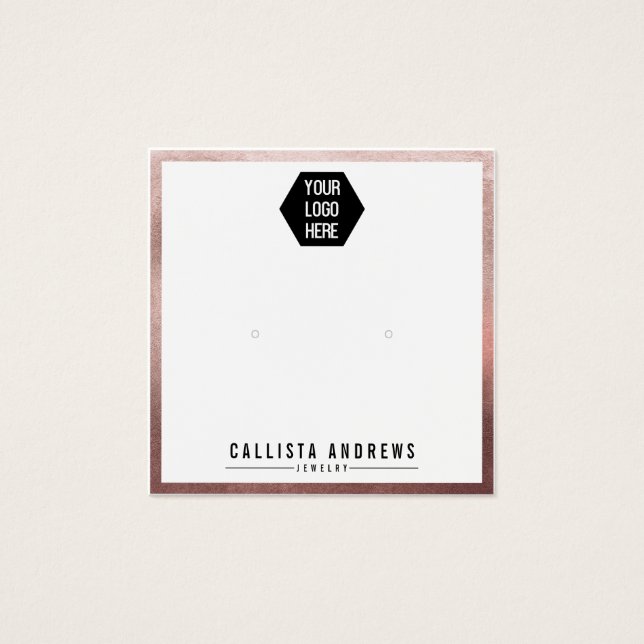 Rose Gold White Border Logo Ohrsichtkarte (Vorderseite)