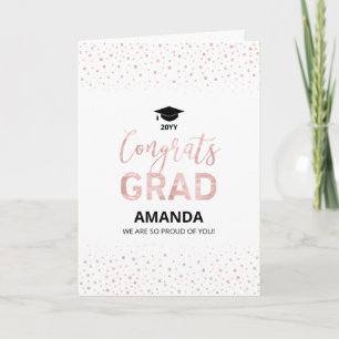 Rose Gold & White Confetti Gratulation Graduate Karte