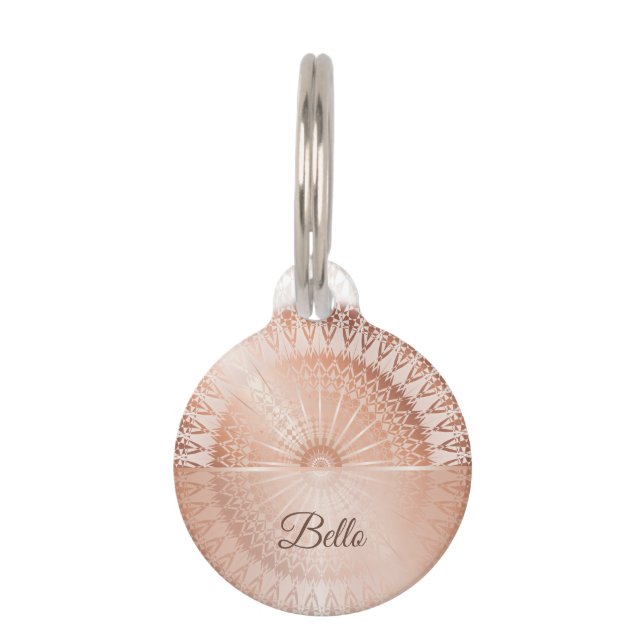 Rose Gold White Mandala Personalize Haustiermarke (Vorderseite)