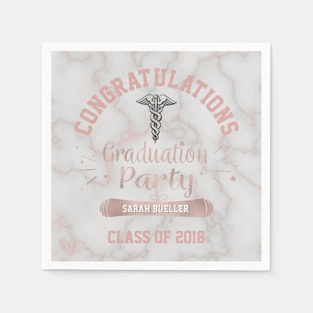Rose Gold White Marble 2018 Nurse Graduation Party Serviette (Vorderseite)