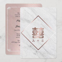 Rose Gold & White Marmor Moderne Hochzeit in China
