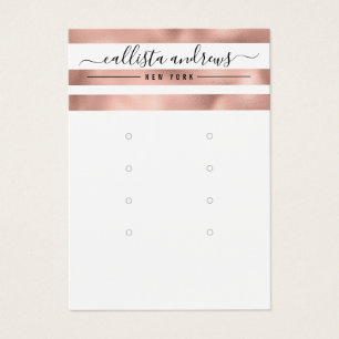 Rose Gold White Strips Earring Display Card