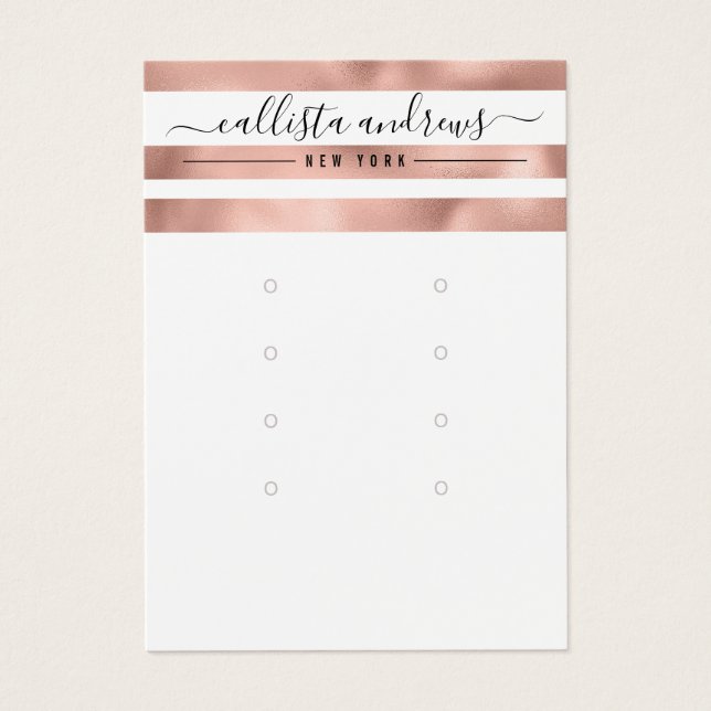 Rose Gold White Strips Earring Display Card (Vorderseite)