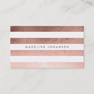 Rose Gold White Strips Frisur Stylist Business Car Visitenkarte