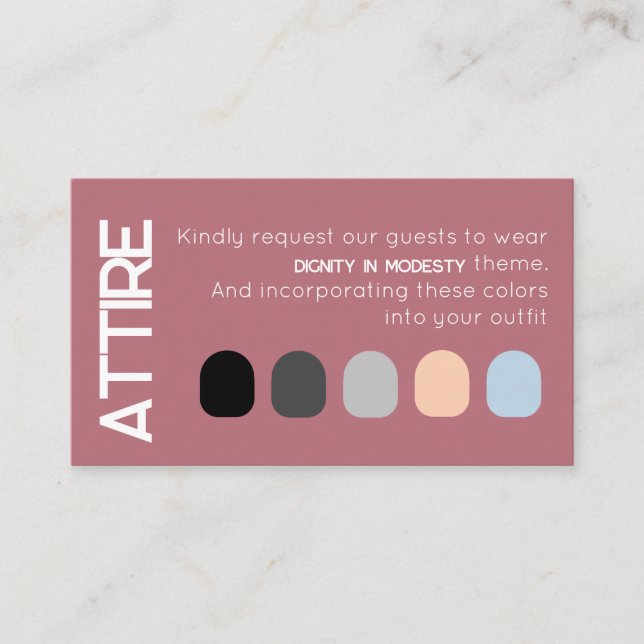 Rose Gold White Wedding Kleid Code Card Begleitkarte (Vorderseite)