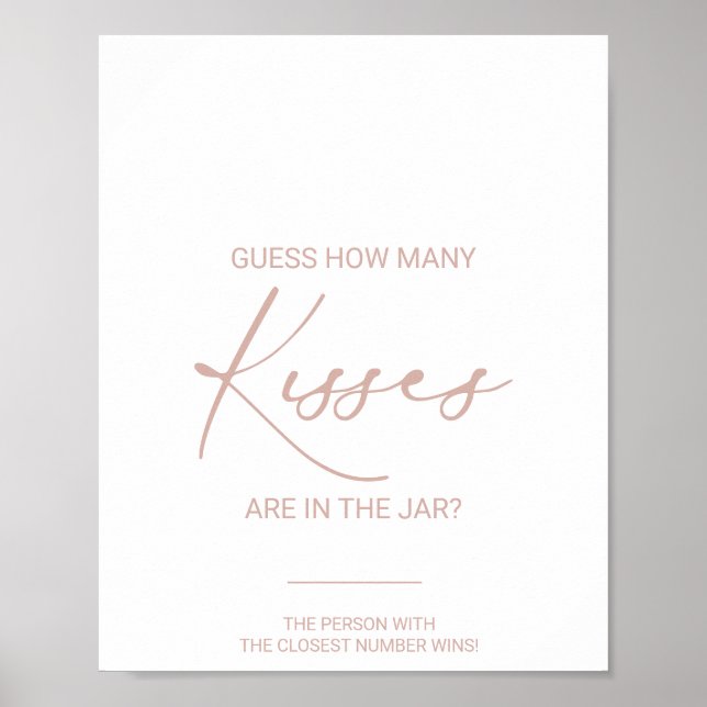 Rose Gold Wie viele Kisses Brautparty Game Poster (Vorne)