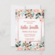 Rose Gold Wildblume Einladung