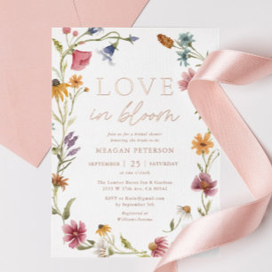 Rose Gold Wildblume Liebe in Bloom Brautparty Folieneinladung