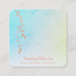 *~* Rose Gold + Willow Tree Branch Pastel Ombre Quadratische Visitenkarte