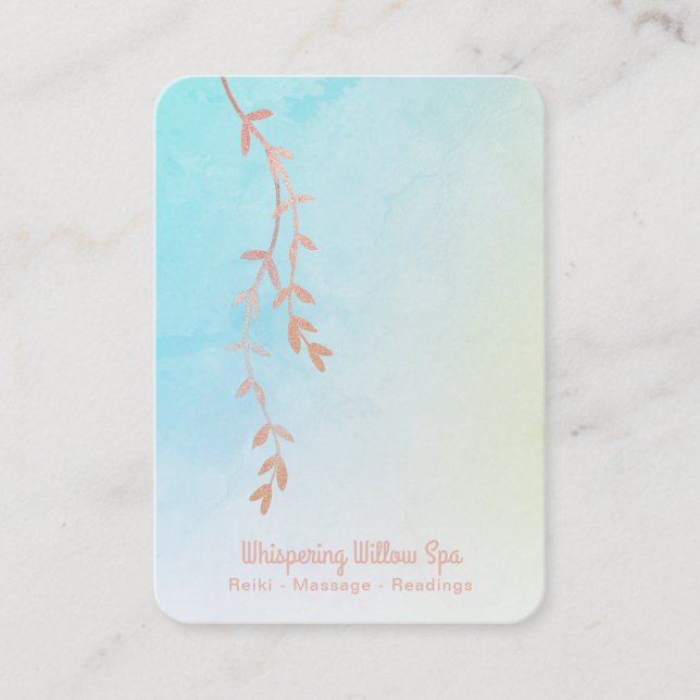 *~* Rose Gold Willow Tree Branch - Pastel Ombre Visitenkarte (Vorderseite)