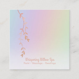 *~* Rose Gold Willow Tree Brande Pastel Rainbow Quadratische Visitenkarte