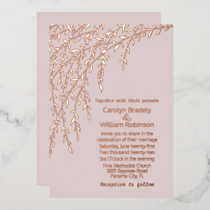 Rose Gold Willows Blush Wedding Foil Einladung