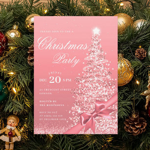 Rose Gold Winter Weihnachtsbaumschleife Holiday Einladung