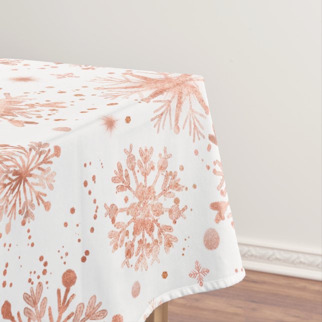 Rose Gold Winterschneeflocken Tischdecke (Beispiel)
