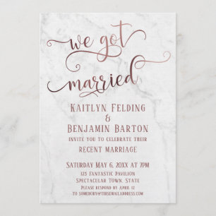Rose Gold "Wir Got Verheiratet" Typografie mit Mar Einladung