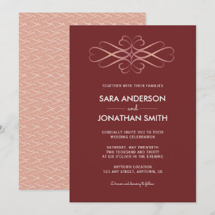 Rose Gold Wirbel   Burgundy Wedding Einladung