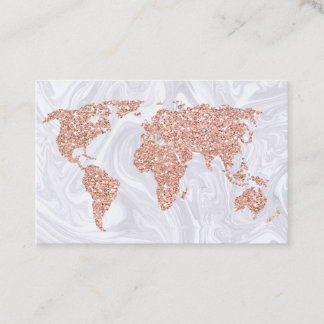 Rose Gold World Map Agent Business Card Visitenkarte