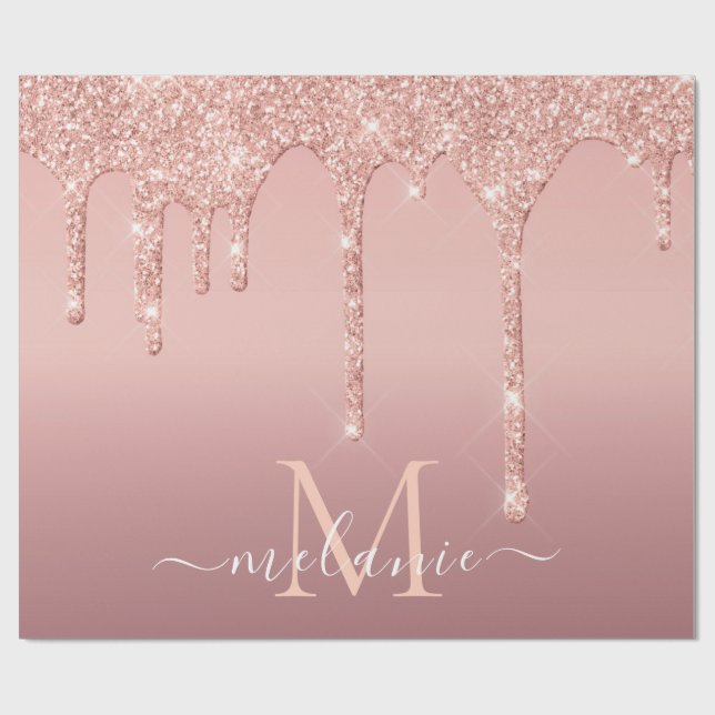 Rose Gold Wrapping Paper Individuelle Name und Let Geschenkpapier (Flach)