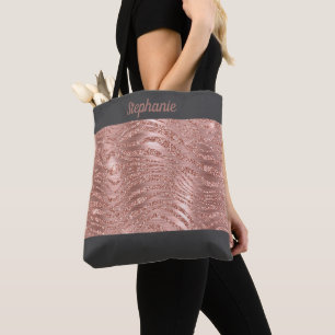 Rose Gold Zebradruck Monogramm Grau Brautjungfer