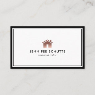Rose Gold Zuhause Logo Luxus Beruflich Realtor Visitenkarte