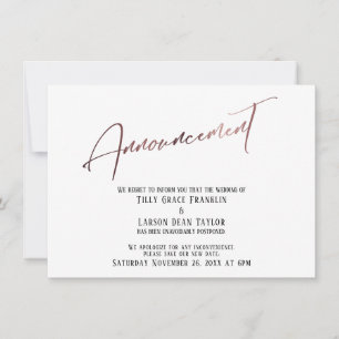 Rose Gold Zurückgestellt Hochzeitsankündigung Einladung