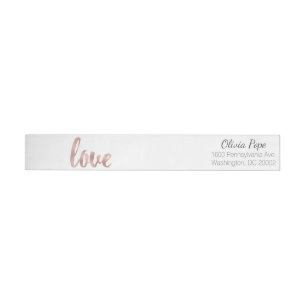 Rose Goldadressen-Etiketten, Liebe, Schriftart