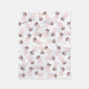 Rose Goldananas aus elegantem, weißem Marmor Fleecedecke